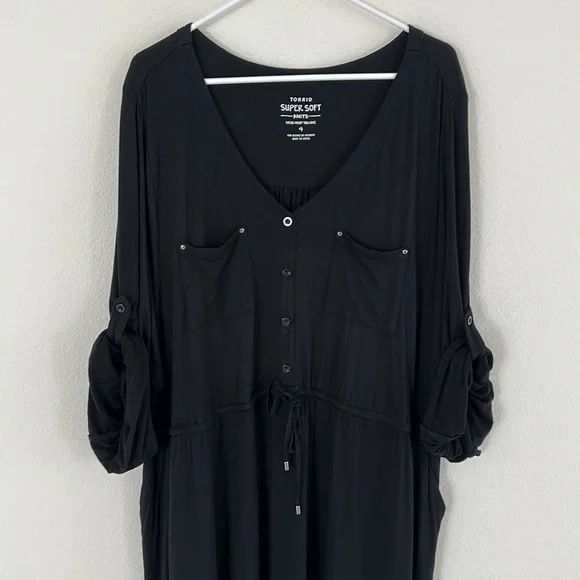 Torrid Black Button-Front Drawstring Waist Size 4x 24/26 - Picture 7 of 13